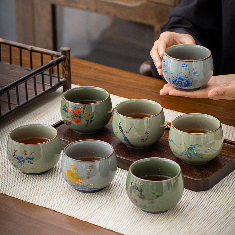 器脉 官窑铁胎茶杯茶具大号主人杯  高档陶瓷品茗杯茶盏陶瓷轻奢