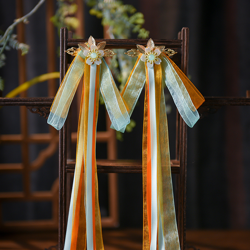 汉服配饰古风神鹿同款飘带蝴蝶结发饰流苏少女丝带发夹日常头饰