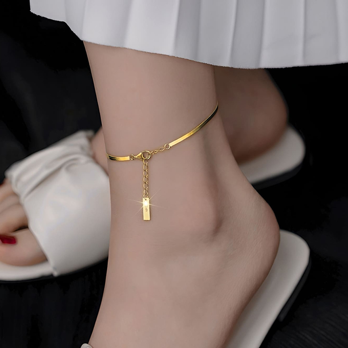 s925纯银冷淡风蛇链脚链新款潮流ins足链女脚踝链腿链-阿里巴巴