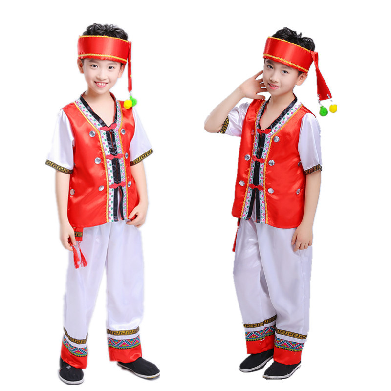 六一儿童壮族苗族演出服装少数民族舞蹈服饰男童民族风舞蹈表演服