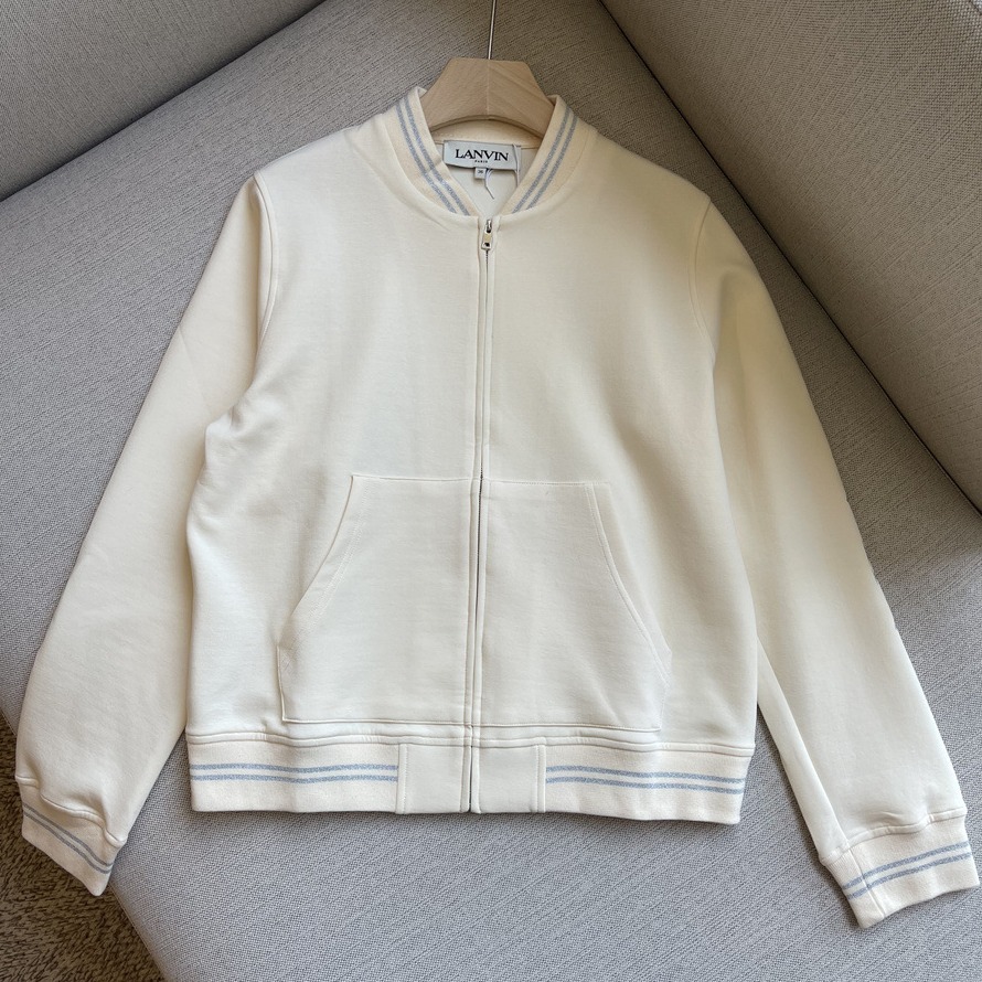 lanvin 2023早秋新款简约拼色字母拉链棒球服外套百搭减龄款-阿里巴巴