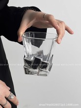 高颜值设计感太空银冰块玻璃杯小众轻奢家用水杯威士忌酒杯洋酒杯
