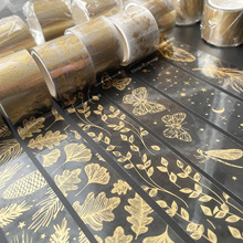 Butterfly feather leaves Decorative Adhesive Tape golden跨境