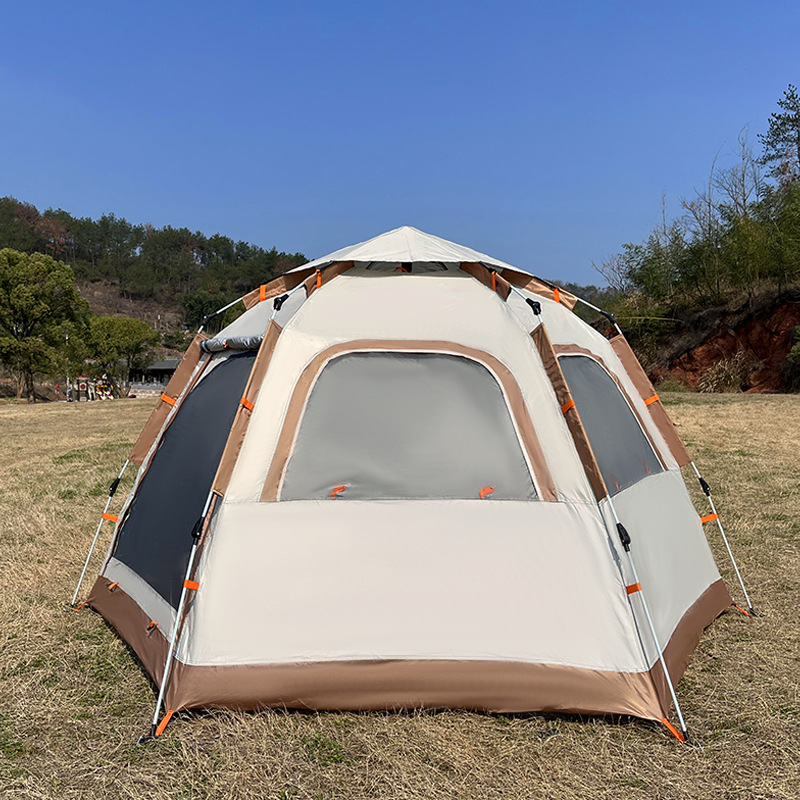 Outdoor Camping Automatic Quick Unfolding Hexagonal Tent Sun-Proof Moisture-Proof Portable Camping Tent Outdoor Travel Mosquito Net