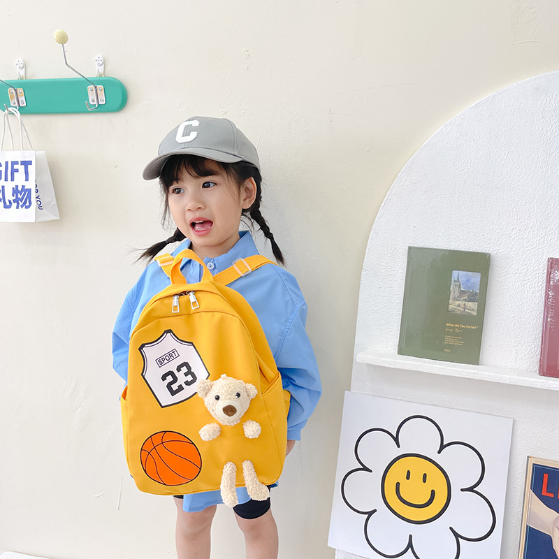 2022 Korean Style Children's Schoolbag Cartoon Cute Bear Nylon Backpack Kindergarten Boys and Girls Lightweight Small Backpack