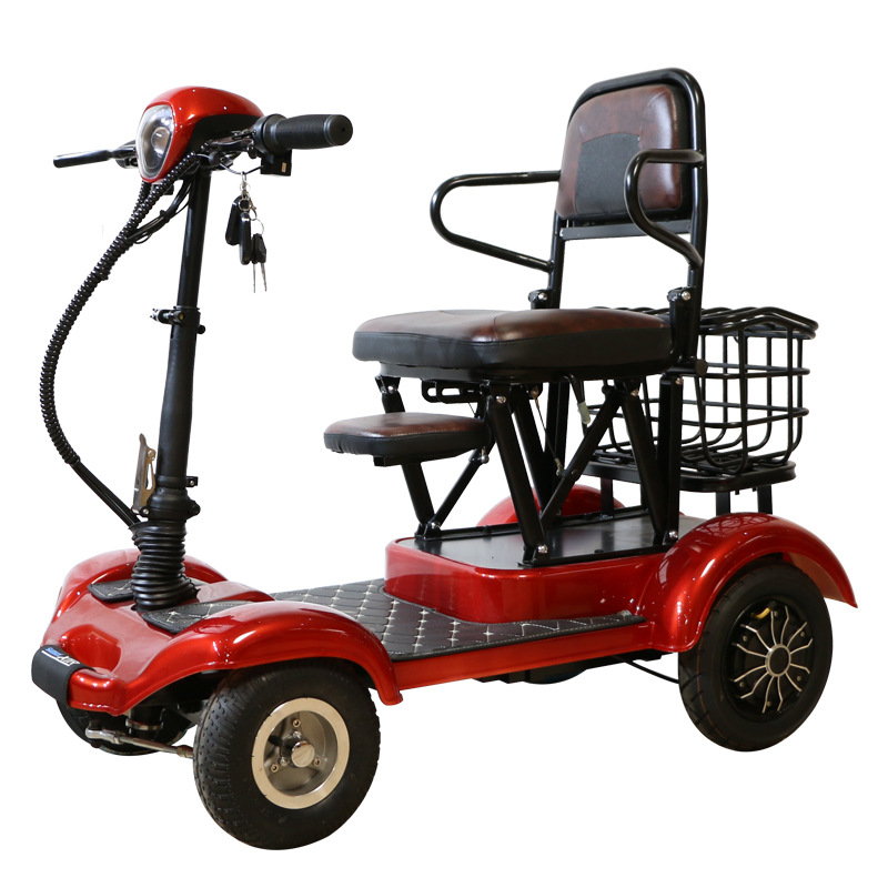 小型电动四轮车老人代步车成人家用残疾人助力电瓶车双人可折叠