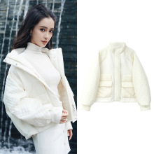 [现货]杨颖同款22冬季新款时尚白色羽绒棉服外套开衫洋气女式棉衣