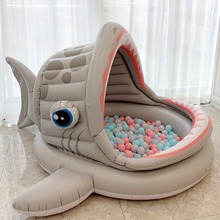 儿童海洋球池充气城堡婴儿游泳池围栏室内波波池家用宝宝玩具鲨鱼