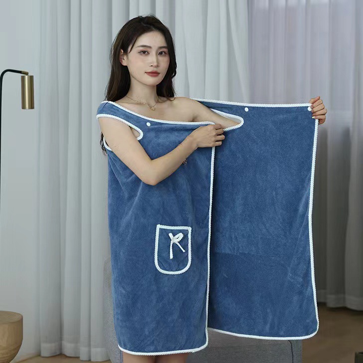 Coral Fleece Bath Skirt Wholesale Thickened Edge-Covered Bathrobe Adult Women's Chest-Wrapped Wearable Bath Towel than Pure Cotton Soft Water-Absorbing