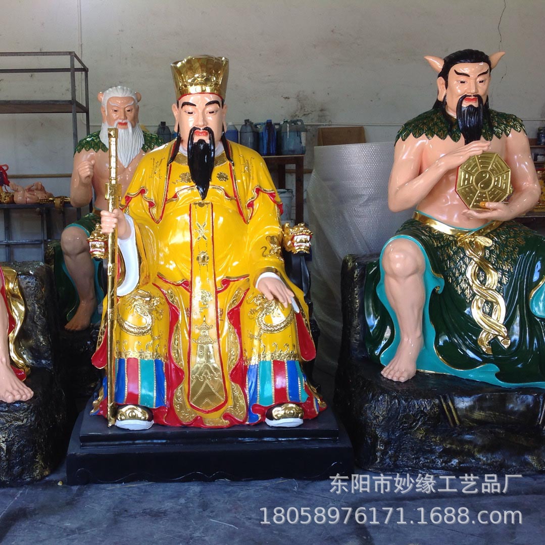 人祖爷神像 三皇祖师神像玻璃钢脱胎 彩绘神农盘古