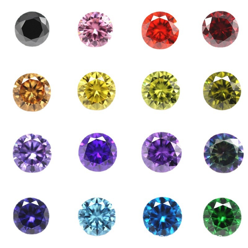 锆石珠宝 圆形彩色锆石裸石人造宝石合成氧化锆超硬防刮多用途