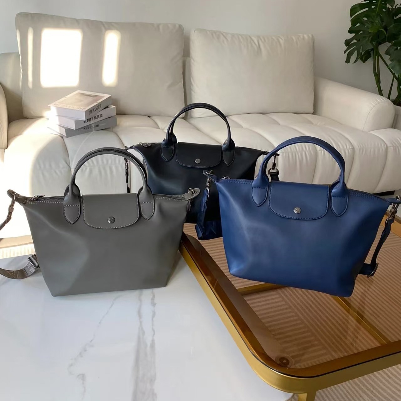 高品质法国龙骧le piiage xtra系列女包大号牛皮手提斜挎包饺子包