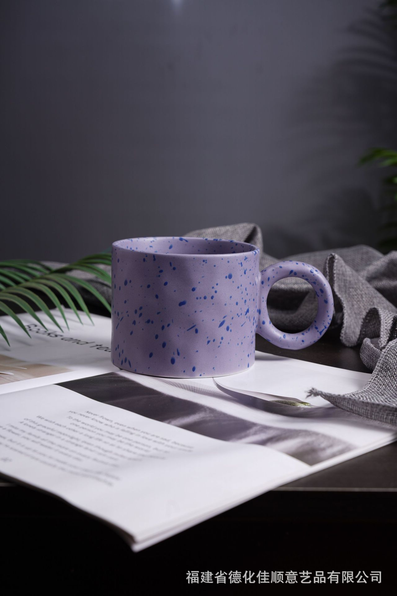 Nordic Ceramic Mug Klein Blue Hand Pinch Large Earrings Splash Ink Cup Cream Large Capacity Coffee Cup