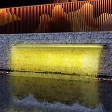 瀑布流水墙不锈钢出水口别墅鱼池景观背景墙彩灯喷泉配件装饰