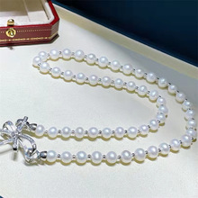一款两戴的淡水珍珠项链 蝴蝶结丝带款胸针可单戴佩戴 百搭饰品