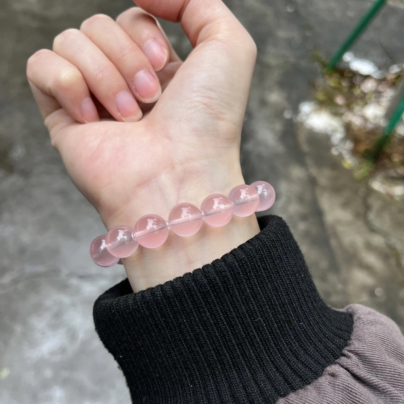 天然莫桑比克星光粉色粉晶手链女芙蓉石粉水晶手串送闺蜜礼物