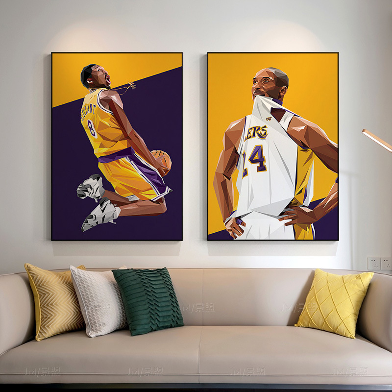 nba球星湖人詹姆斯乔丹科比海报装饰画玄关竖版篮球壁画卧室挂画