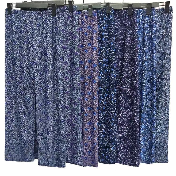 夏季女士大码休闲直筒裤中老年女装外穿新款薄款印花九分老人裤