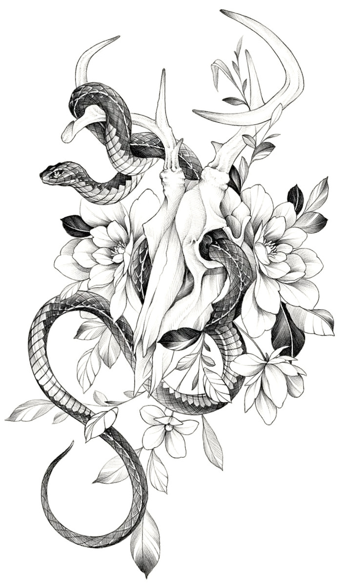 现货批发黑白素描花朵纹身贴暗黑花臂纹身贴纸玫瑰花朵tattoo