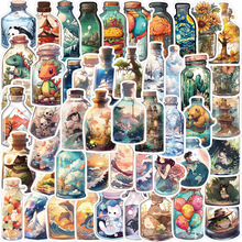 50张瓶中大世界创意贴纸手机壳手账本素材行李箱电脑iPad装饰贴画