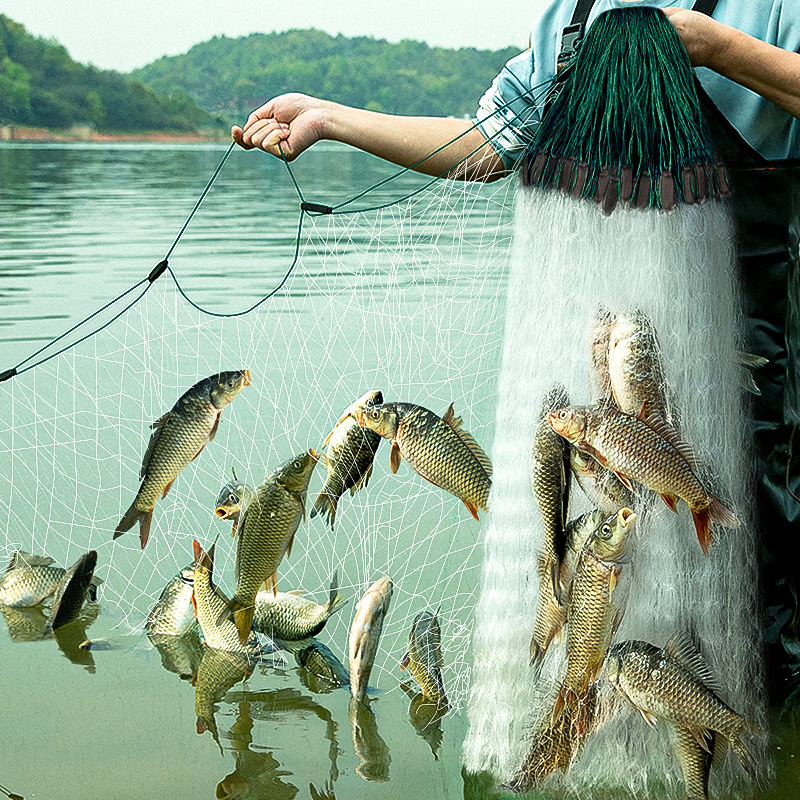 鱼网粘网三层沉网捕逮鱼丝网不缠沉网扑鱼网进口渔网浮网抓鱼神器