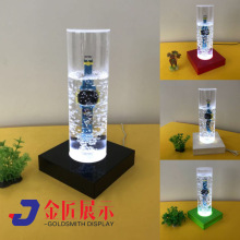 防水展示架带LED白灯泡水演示道具手机防水压克力展示架