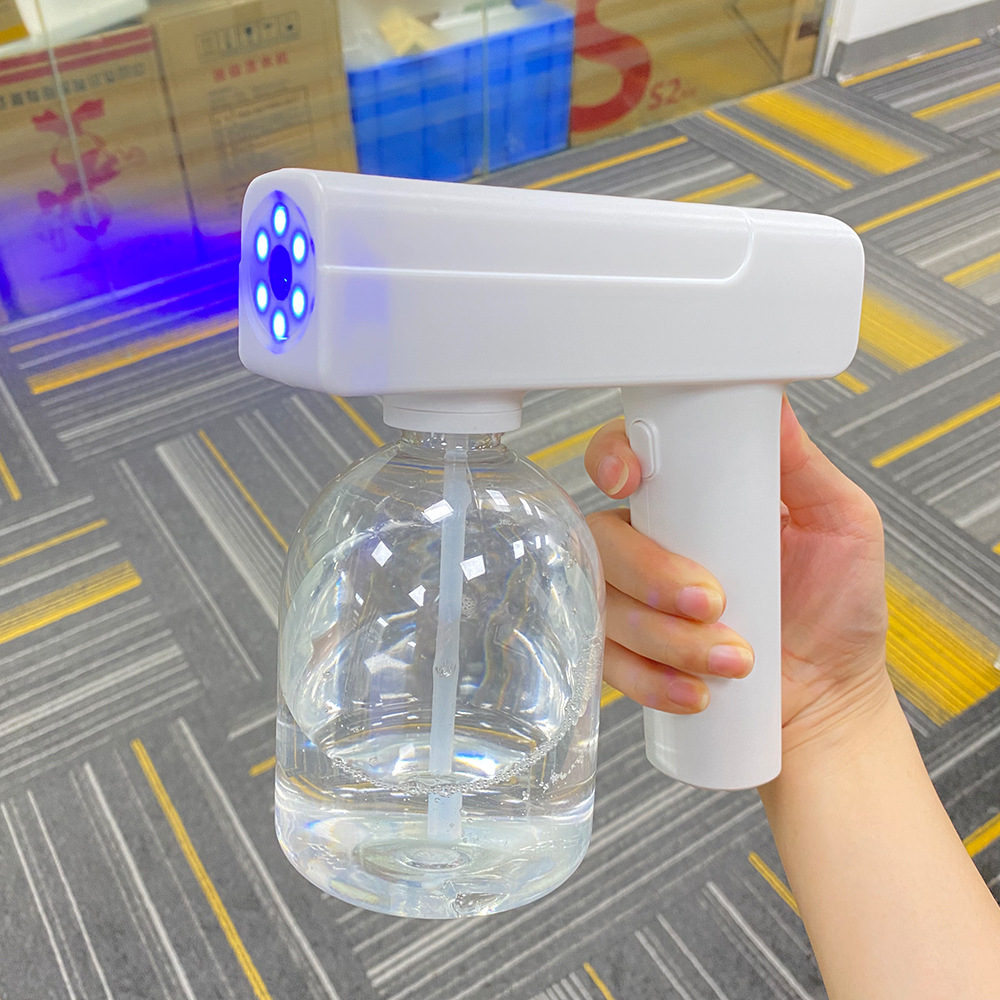 酒精消毒喷雾枪 跨境手持消毒枪s680蓝光雾化消毒水充电动消毒器