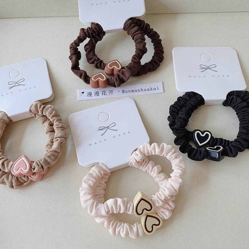2条装新款爱心发绳女生扎头发橡皮筋高弹力头绳大肠发圈皮套头饰