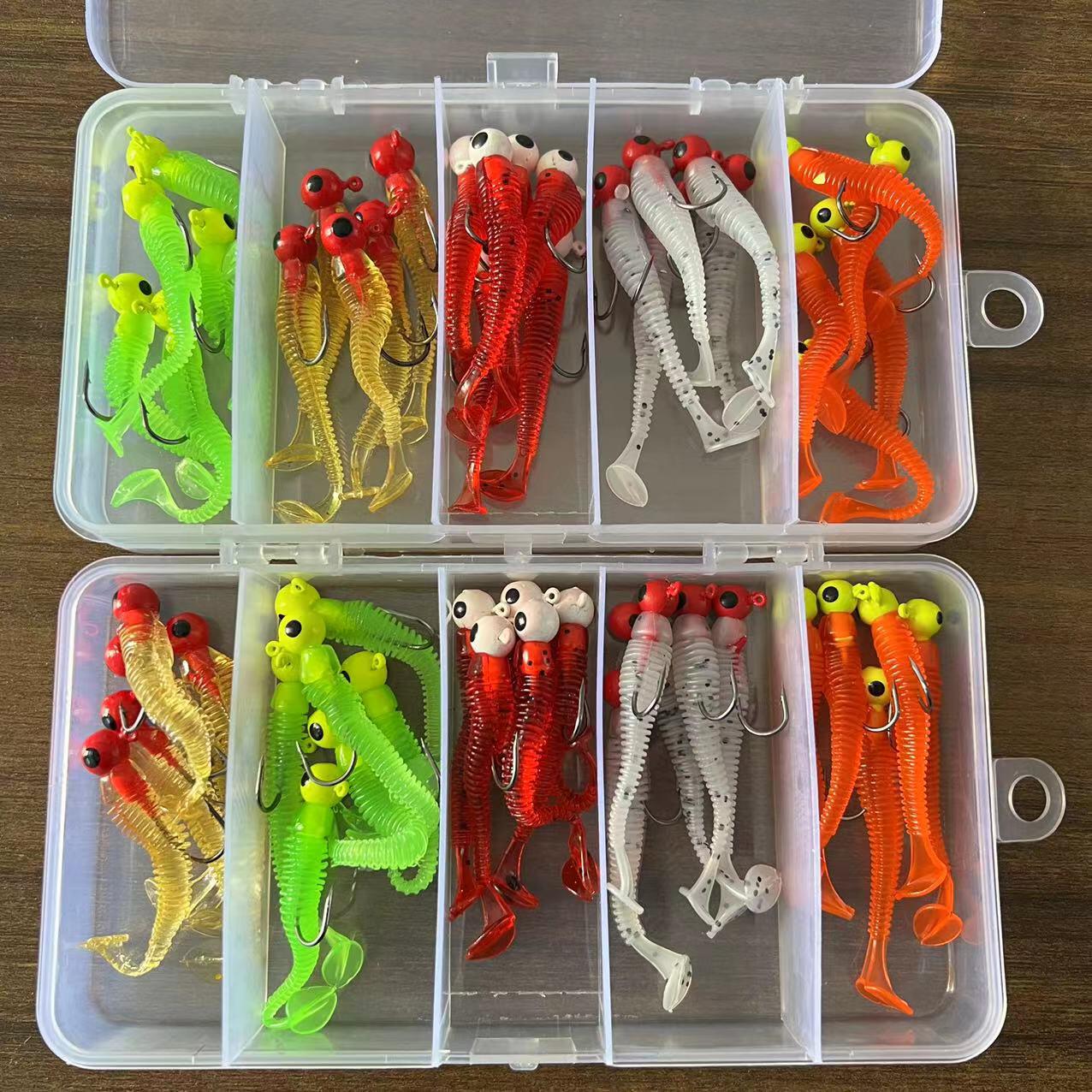 批发路亚鱼饵套装 铅头钩t尾组合 鲶鱼鲈鱼黑鱼翘嘴钓鱼用品渔具