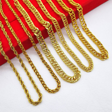 男士仿黄金电镀项链保色持久扁链米子土豪金仿18k转运珠首饰批发
