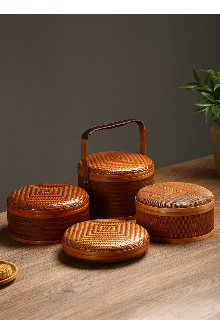 竹编藤编收纳盒工竹编普洱盒茶饼收纳盒分茶盒评茶赏茶盒包装盒