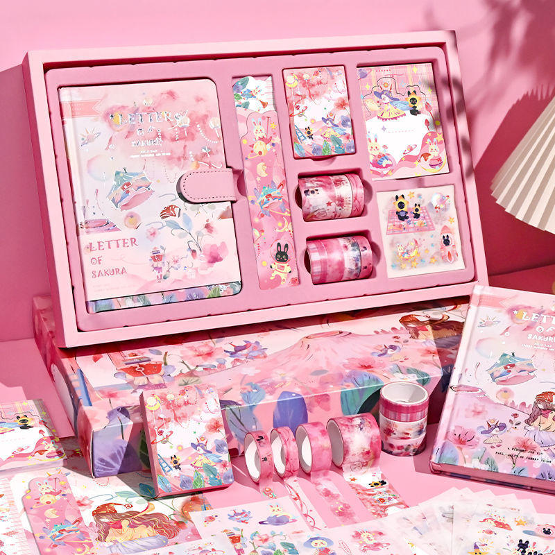 手帐礼盒网红少女心账本套装套便宜可爱卡通贴纸胶带笔记本子厂家