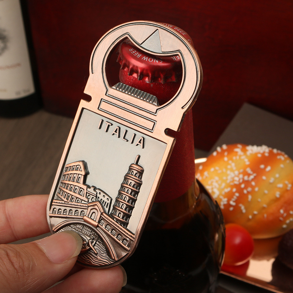 Magnetic Refridgerator Magnets Italy Rome Commemorative Gift Multifunctional Metal Corkscrew Refridgerator Magnets Key Chain Customization