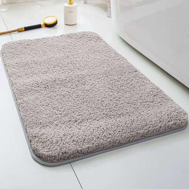 Cashmere-like Floor Mat Bathroom Absorbent Non-Slip Floor Mat Toilet Door Mat Bedroom Living Room Entrance Thickened Solid Color Carpet