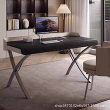 书桌轻奢现代客厅侘寂风美式大板办公桌家用意式极简书房电脑桌子