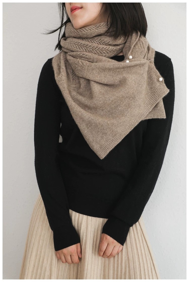 18种穿法的羊绒披肩围巾 开衫 珍珠扣 软到爆 气质