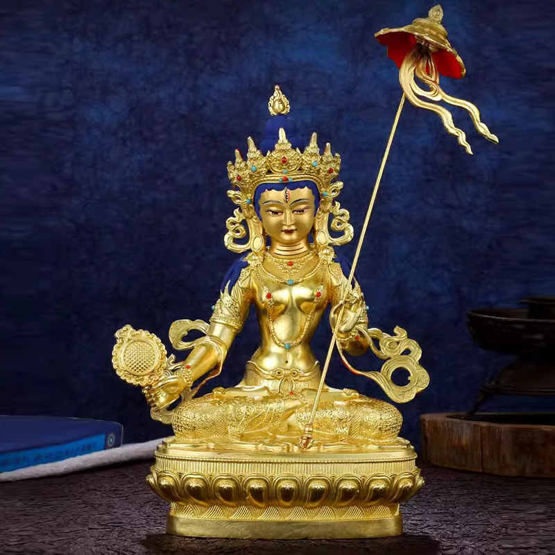大白伞盖佛母佛像摆件黄铜鎏金佛堂居家供奉佛台摆件藏传佛具用品