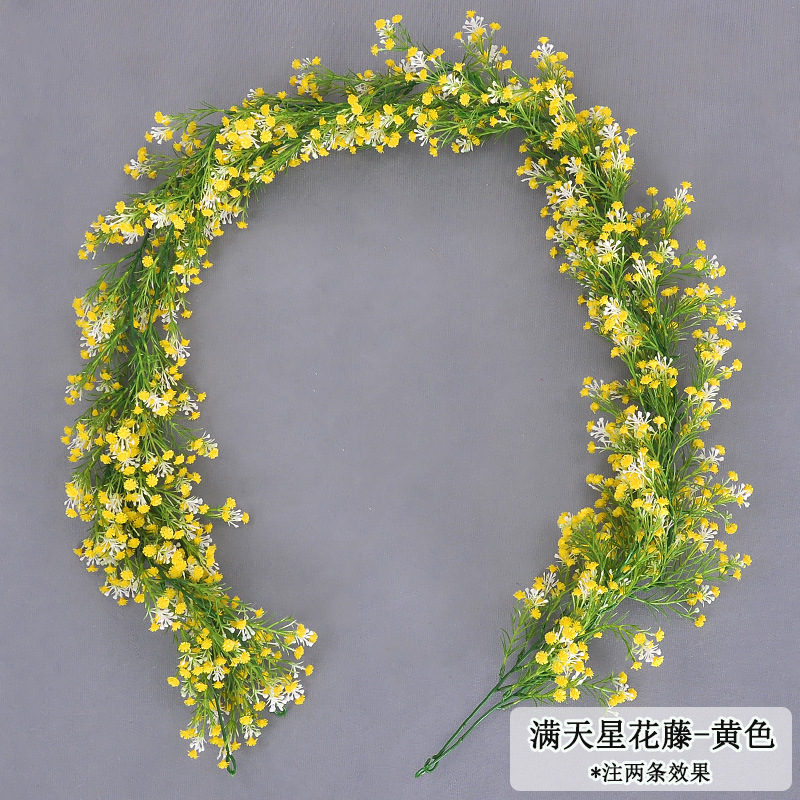 Simulation Starry Sky Rattan and Flower Vine Decorative Vine Fake Flower Air Conditioner Pipe Hiding Living Room Ceiling Plastic Flowers Winding