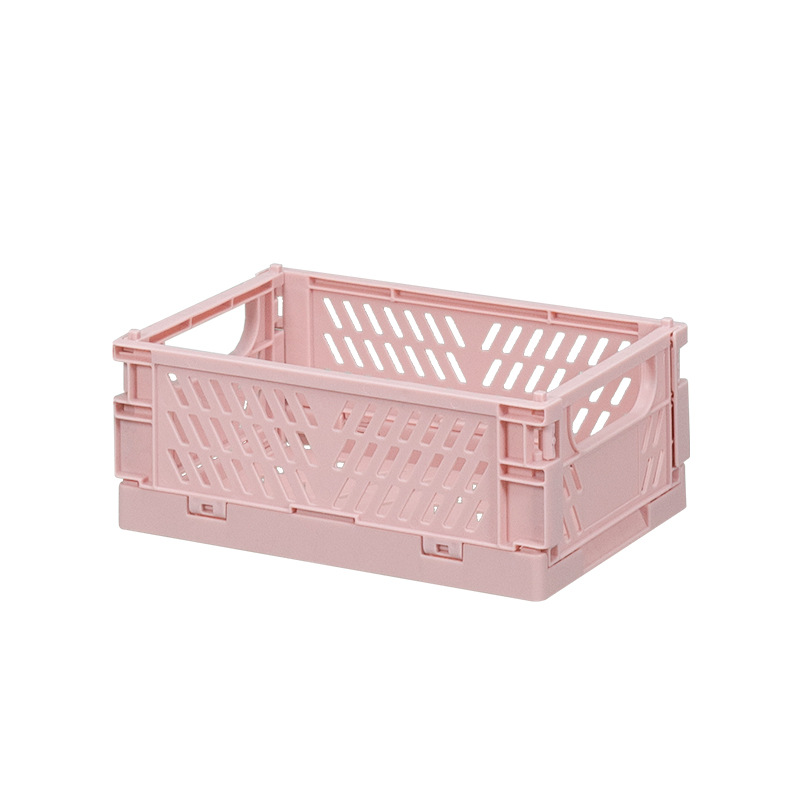 Cosmetics Toys Solid Color Small Folding Basket Storage Basket Dormitory Desktop Finishing Foldable Wholesale Storage Basket