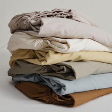 。纯色100支新疆长绒棉磨毛床笠单件加厚纯棉床罩三件套