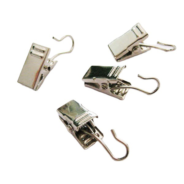 金属窗帘环夹子 防锈五金弯钩小夹子 带挂钩夹子 床帘浴帘小挂夹