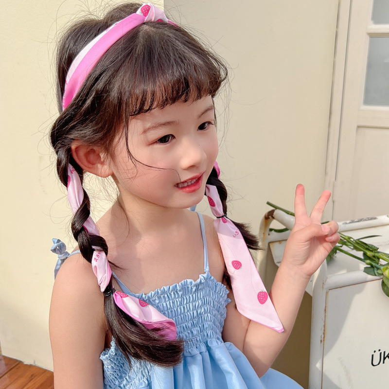 小女孩编发长飘带丝巾女童丝巾头饰儿童发带女绑发女宝宝头绳发绳