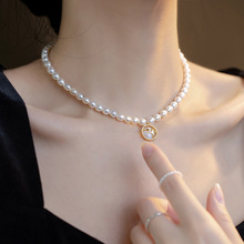 珍珠项链女夏猫眼石星芒吊坠小众设计2023年新款锁骨链高级感颈链