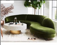现代简约轻奢不锈钢弧形布艺沙发意式会所美容院酒店网红客厅家具