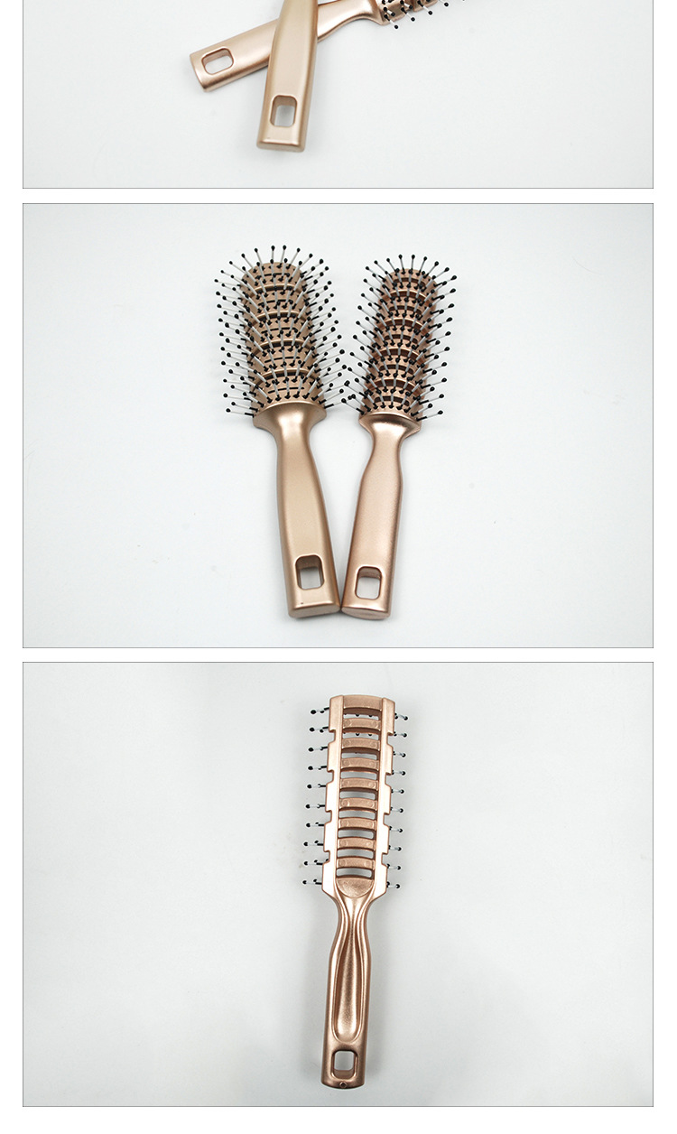 跨境新款金色九排梳头部按摩梳美发造型梳油头梳顺发排骨梳子厂家