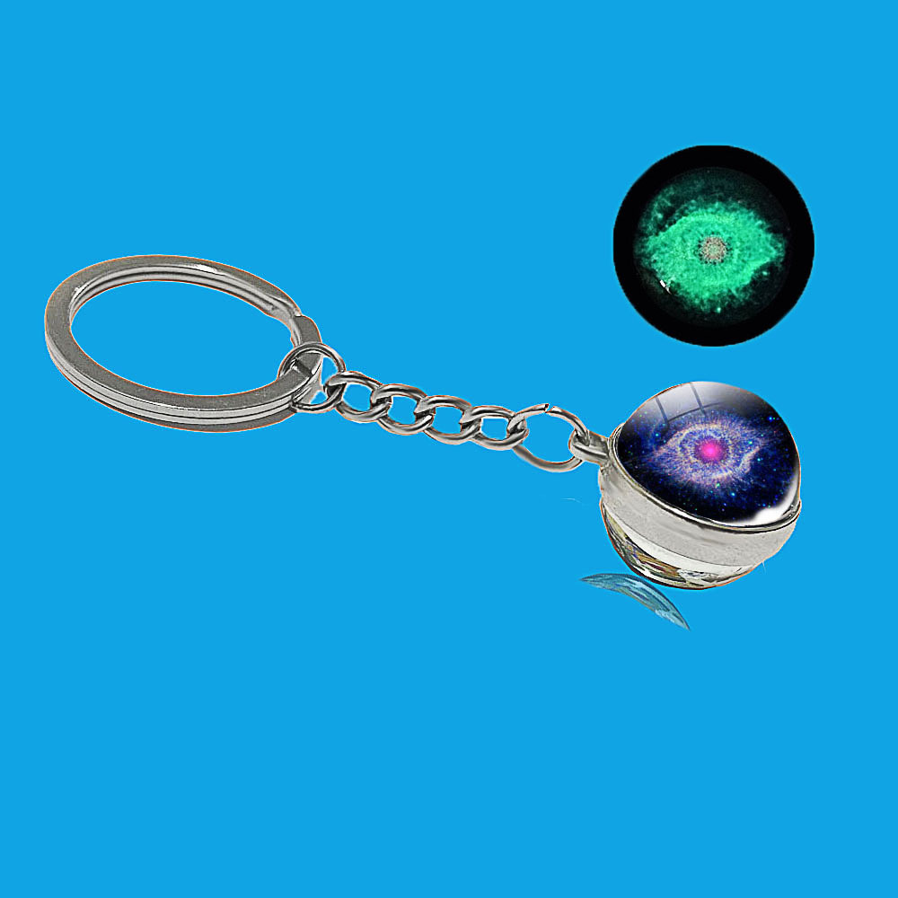 Luminous Universe Star Keychain Solar System Earth Pendant Galaxy Nebula Double-Sided Glass Ball Key Chain Gift