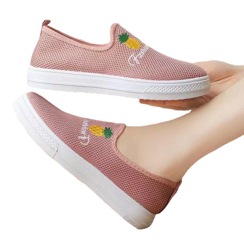 Sneaker Women's Casual Slip-on Loafers Low Top Canvas Middle-Aged and Elderly Pumps Daily Soft Bottom Mom Shoes