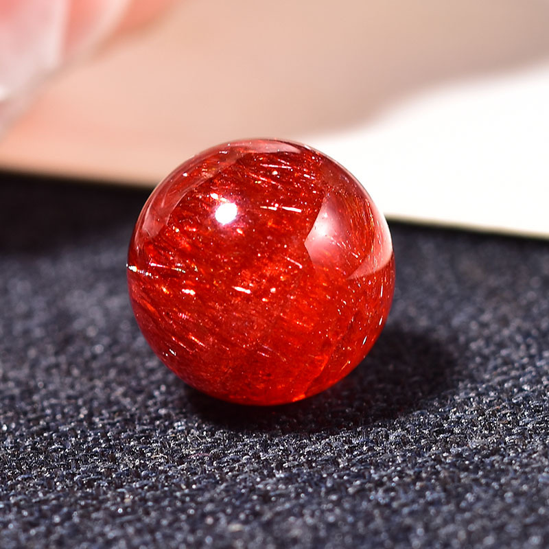 天然超七红发晶单珠女手链吊坠配珠diy饰品散珠骨干水晶圆珠