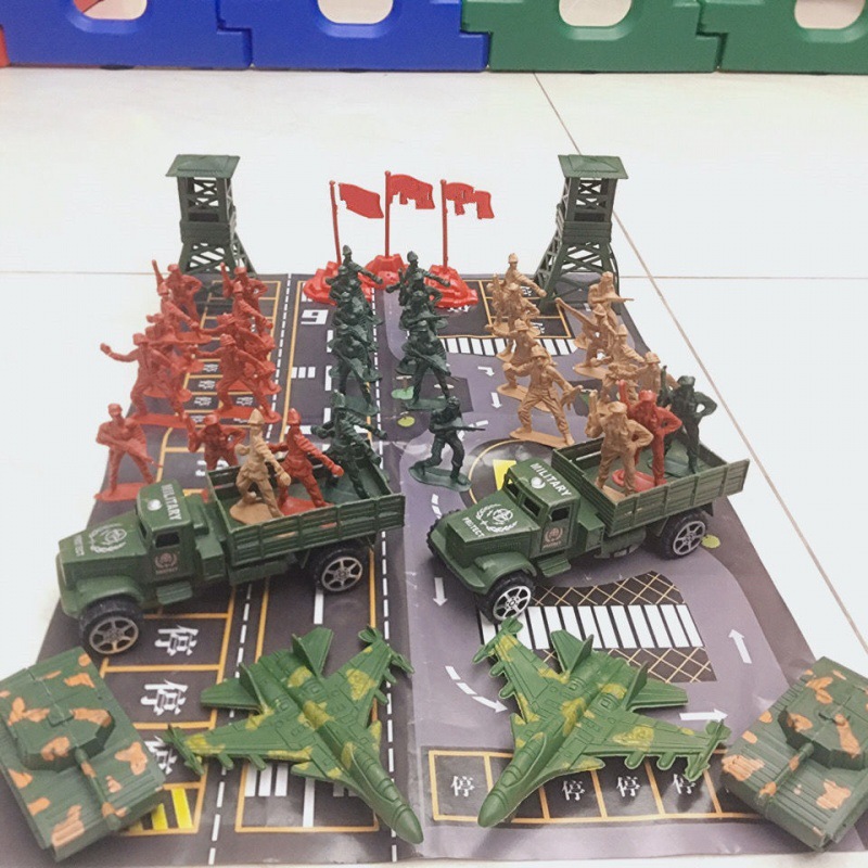 二战兵人套装军事沙盘儿童塑料士兵怀旧小士兵模型打仗包邮玩具