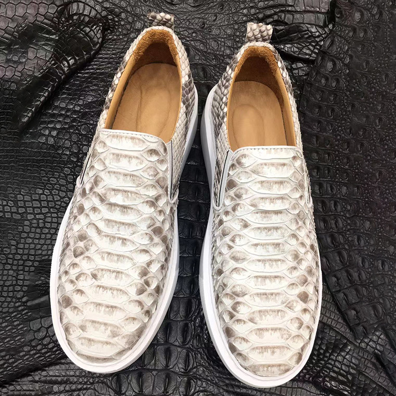 新款男士皮鞋新款蟒蛇皮皮鞋潮男真皮运动休闲鞋百搭软底鞋-阿里巴巴